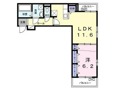 ローレル(1LDK/1階)の間取り写真