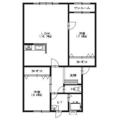 レジデンス・シーコーストII(2LDK/1階)の間取り写真