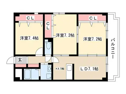 エトワール・ミツワ(3LDK/2階)の間取り写真