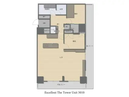 エクセレントザタワー(2LDK/30階)の間取り写真
