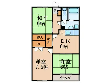 志免ライフビル(3DK/3階)の間取り写真