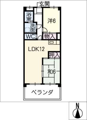 ニュー那加サンプラザ(2LDK/3階)の間取り写真