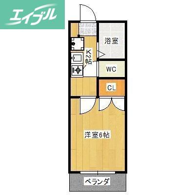 エトワール津高(1K/4階)の間取り写真