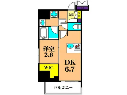 シーフォルム大井町II(1DK/2階)の間取り写真