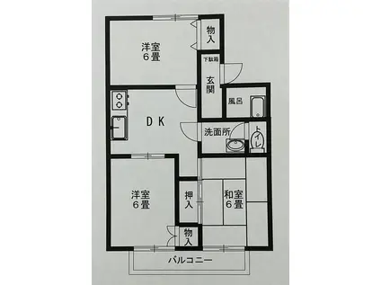メゾンセジュールII(3DK/1階)の間取り写真