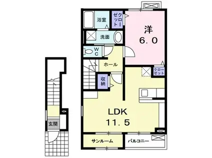 ソレアード(1LDK/2階)の間取り写真