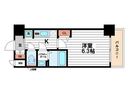 プレサンス大手前ピリオド(1K/4階)の間取り写真