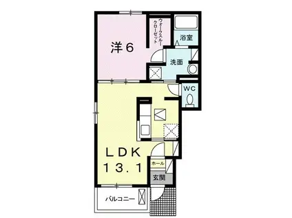 アクティフ宇部III(1LDK/1階)の間取り写真