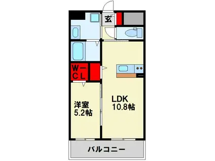 カーサフェリーチェ新生V(1LDK/3階)の間取り写真
