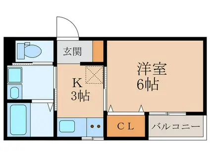 アイビスB棟(1K/2階)の間取り写真