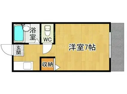 ITS二日市(ワンルーム/1階)の間取り写真