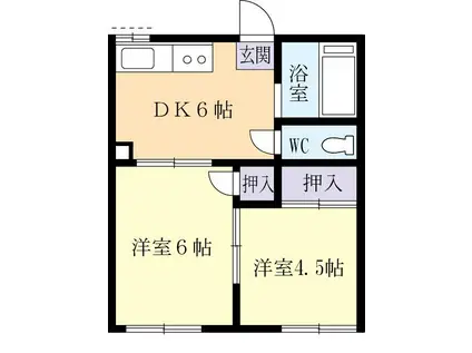 セル・フィッシュA(2DK/2階)の間取り写真