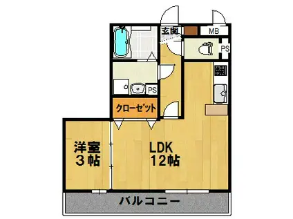 PLUS3(1LDK/3階)の間取り写真