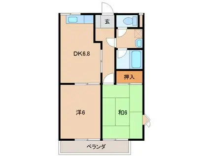 ハイツ大西(2DK/2階)の間取り写真