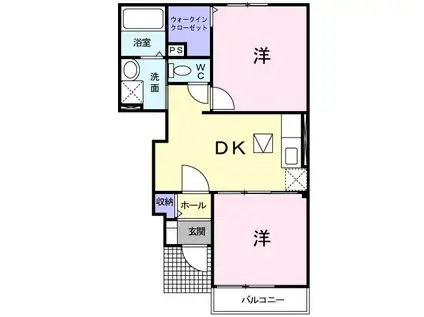 チュリスガーデン ムーンリット(2DK/1階)の間取り写真