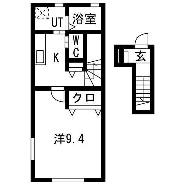 JR東北本線 六原駅 徒歩20分 2階建 築1年(1K/2階)の間取り写真