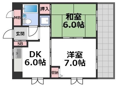静和ハイツ(2DK/5階)の間取り写真