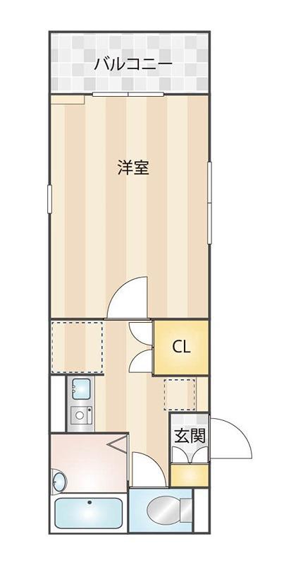 Sコート(1K/2階)の間取り写真