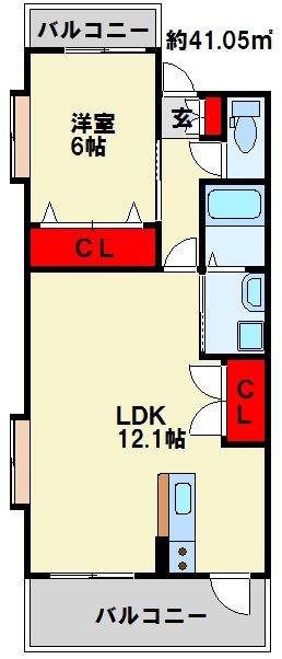 アースコートYSシティ香春口(1LDK/5階)の間取り写真