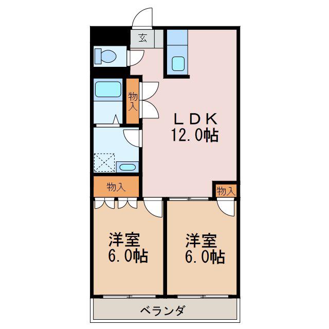 ウエストピア雅(2LDK/1階)の間取り写真