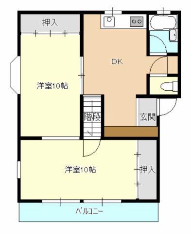 ハイツオオバシ(2DK/1階)の間取り写真