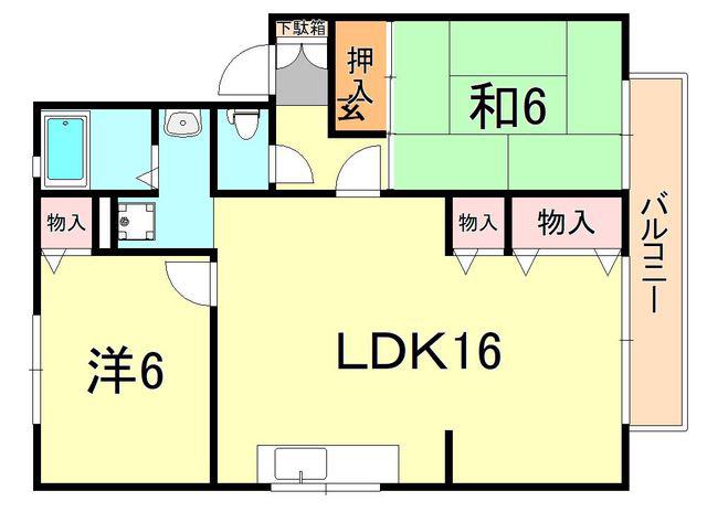 プレステージ芦屋C棟(2LDK/2階)の間取り写真