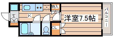 ロイヤルアニバーサリー八乙女I(1K/2階)の間取り写真