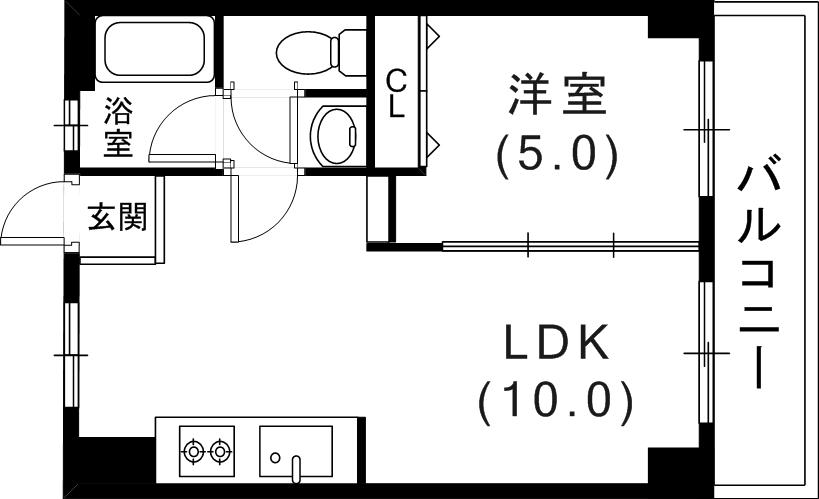 楠マンション(1LDK/1階)の間取り写真