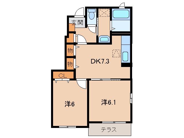 わかやま電鉄貴志川線 西山口駅 徒歩7分 2階建 築17年(2DK/1階)の間取り写真