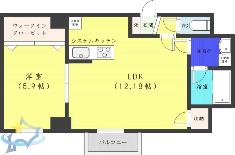 ソールタワー大通(1LDK/5階)の間取り写真
