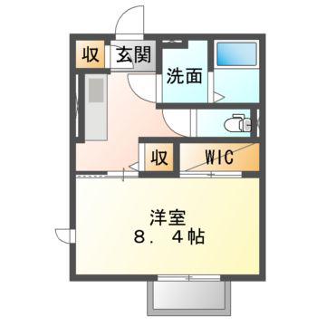 RESIDENCE明神(1K/2階)の間取り写真