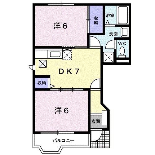 JR阪和線 紀伊駅 徒歩9分 2階建 築28年(2DK/1階)の間取り写真