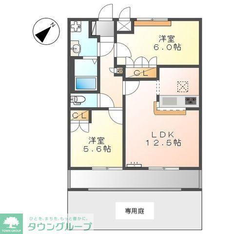 サンライズ(2LDK/1階)の間取り写真