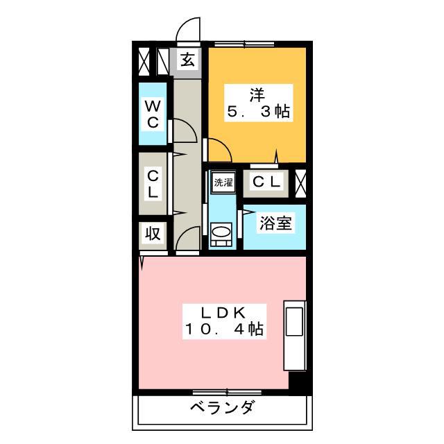 メロディ ベル(1LDK/2階)の間取り写真