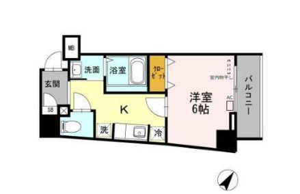 イーストグレイス品川(1K/5階)の間取り写真