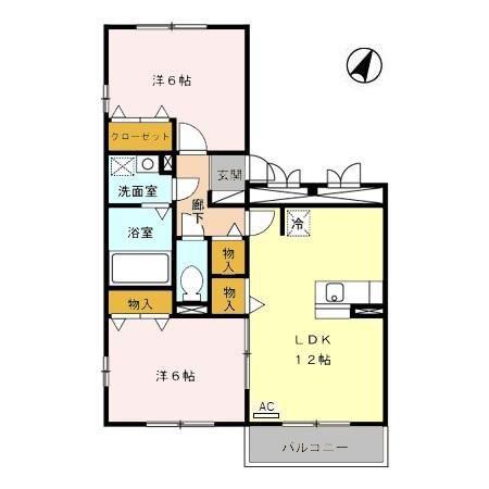 コータ・コートKB(2LDK/3階)の間取り写真