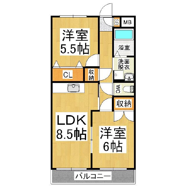 桔梗の里(2LDK/1階)の間取り写真