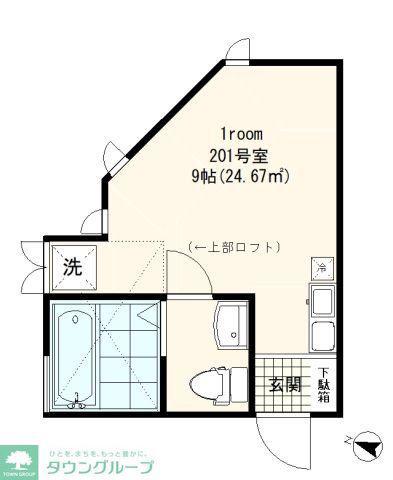 フォレスト4(1K/2階)の間取り写真