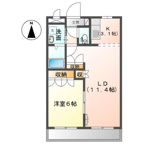 イーストサイドハイツ(1LDK/2階)の間取り写真