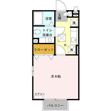 アイリスB(1K/1階)の間取り写真