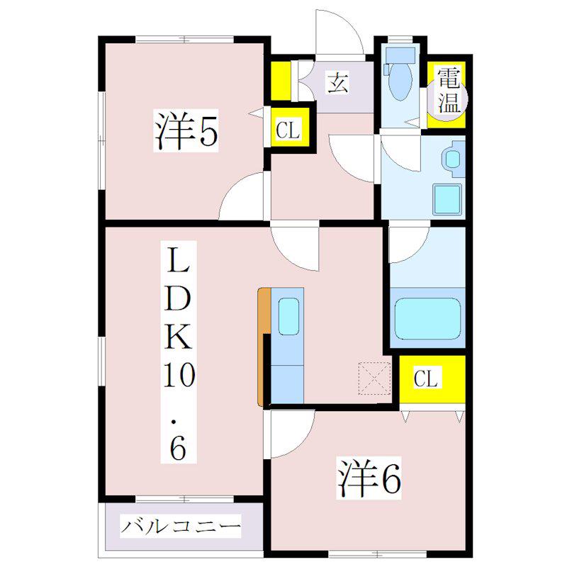 ジャンヌダルク(2LDK/3階)の間取り写真