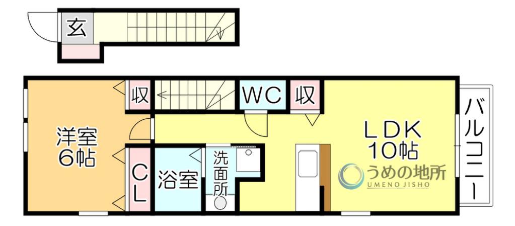 ポラリス壱番館(1LDK/2階)の間取り写真