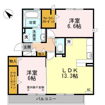 遠州鉄道 浜北駅 徒歩7分 3階建 築11年(2LDK/3階)の間取り写真