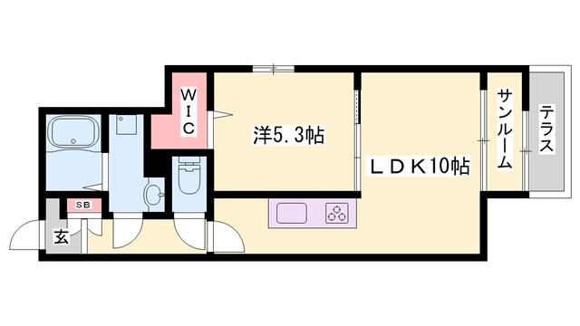 サンセールII B(1LDK/1階)の間取り写真