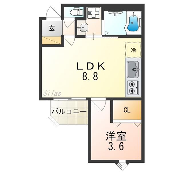 REGALEST CB(1LDK/1階)の間取り写真
