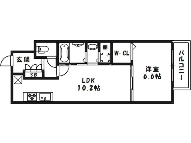 ヴェヌスタ同心(1LDK/7階)の間取り写真