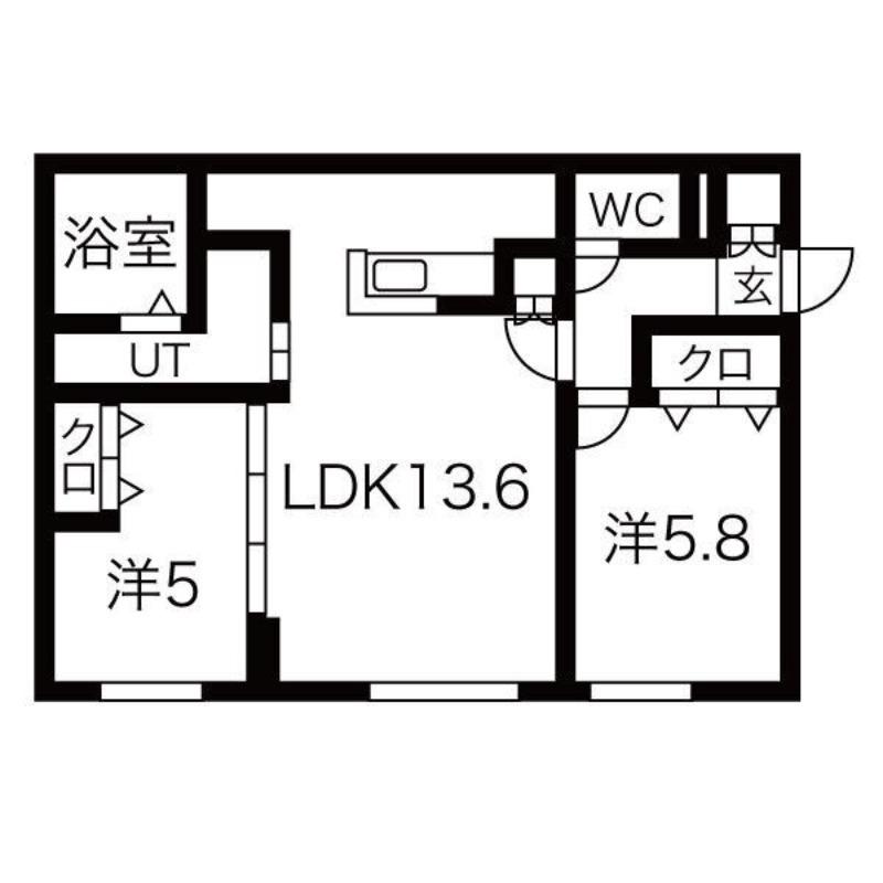 NOVEL南8条(2LDK/1階)の間取り写真