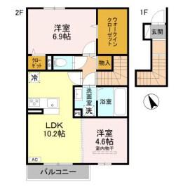 D-ROOM 天が岡(2LDK/2階)の間取り写真
