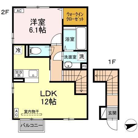 サンシャインW I(1LDK/2階)の間取り写真