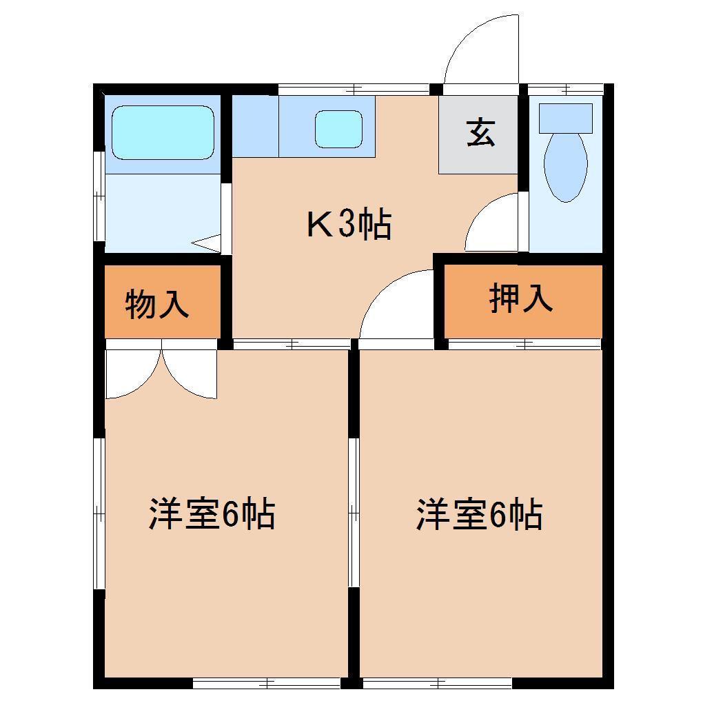 スターハイツ岬(2K/1階)の間取り写真